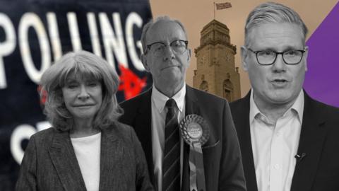 A composite image featuring Denise Jeffery, Steve Houghton and Sir Keir Starmer. 