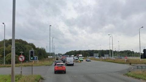 Brooms Cross Road at the junction with Dunnings Bridge Road 