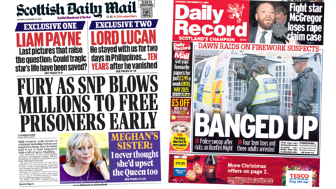 Front pages of the Scottish Daily Mail and the Daily Record