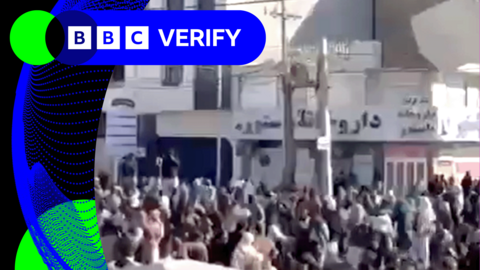 Large group of protesters on the streets of Zahedan in Iran