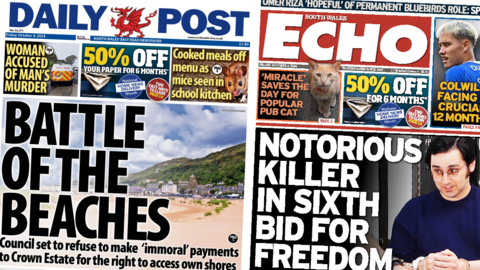 South Wales Echo/Daily Post front pages