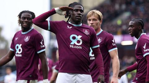 Loum Tchaouna celebrates scoring for Burnley against Leeds United