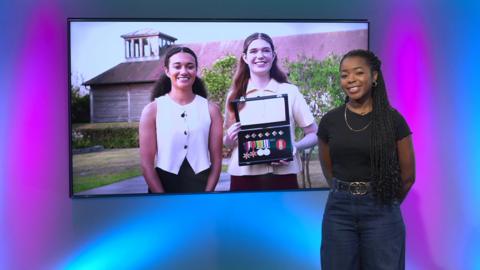 Emma-Louise on the Newsround set