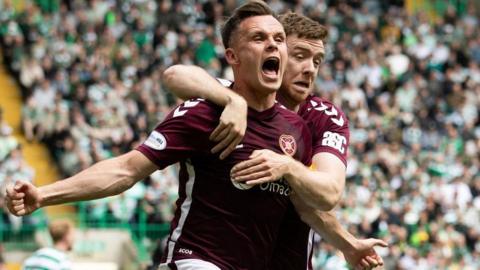 Lawrence Shankland celebrates with Hearts