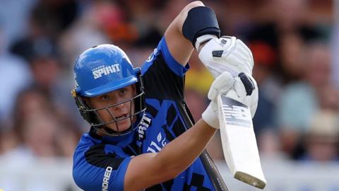 London Spirit batter Jamie Smith plays a shot