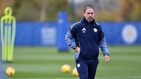 Leicester manager Marti Cifuentes at training