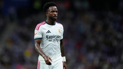 Vinicius Jr playing for Real Madrid against Espanyol