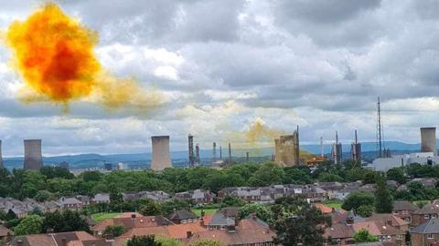 The orange cloud which was seen over Billingham