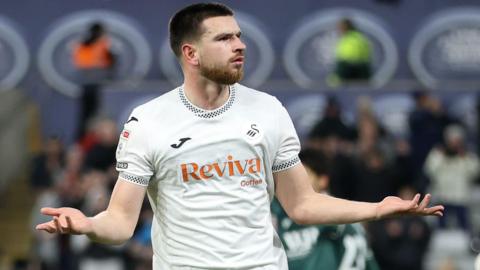 Zan Vipotnik celebrates his second goal for Swansea against Blackburn