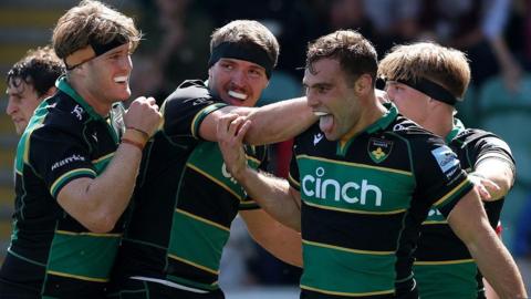 Northampton celebrate a try