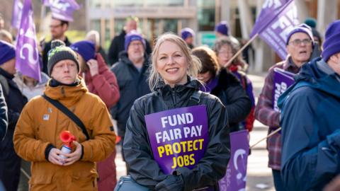 Members of the EIS FELA union on the picket line