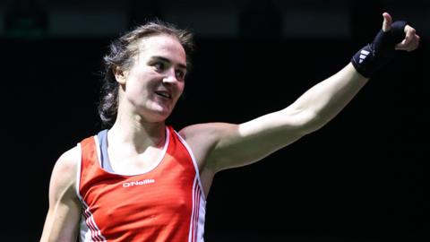 Kellie Harrington celebrate's January's Irish Elite title win