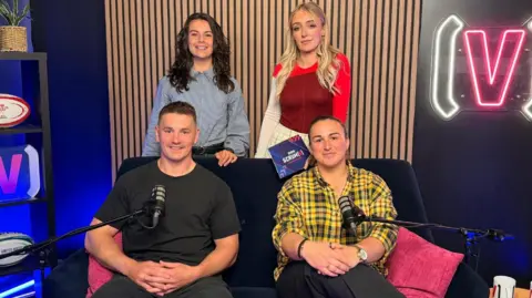 L=R: Back - Claire Thomas and Lauren Salter; front - Jonathan Davies and Siwan Lillicrap