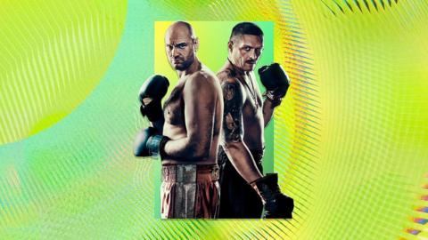 5 Live boxing graphic with Tyson Fury and Oleksandr Usyk 