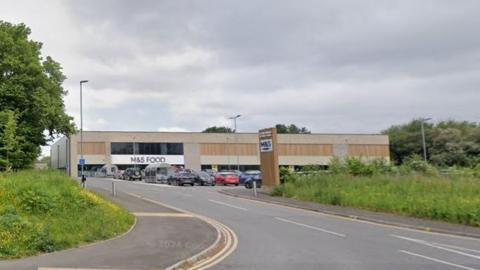 The store in Ripon features a large car park at the front and a large sign that reads "M&S Food" above the entrance