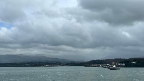 Cloudy skies over the sea in Llandegfan in Anglesey