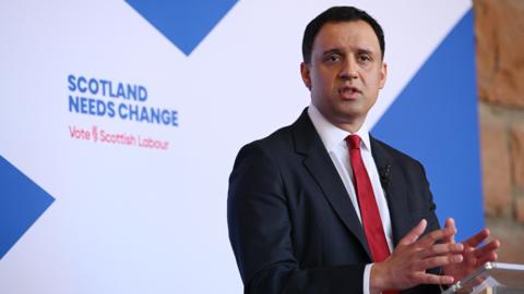 Scottish Labour leader Anas Sarwar speaking during the launch of Scottish Labour's manifesto for the upcoming Holyrood election, in April 2026.