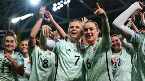 Wales players celebrate