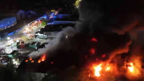 Drone images of the fire at the Wise warehouse in Thetford