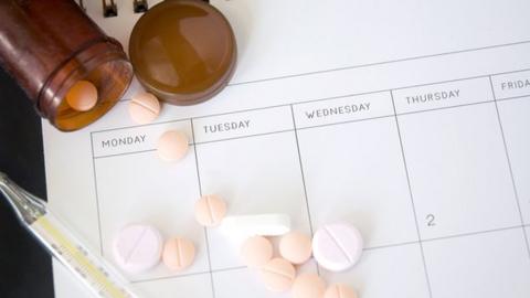 Pills on a calendar