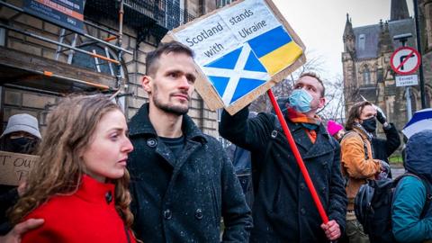 Demo outside Russian consulate in Edinburgh on Thursday