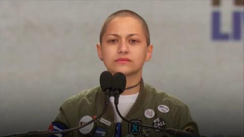 Student leader Emma Gonzalez makes an impassioned speech at the March For Our Lives.