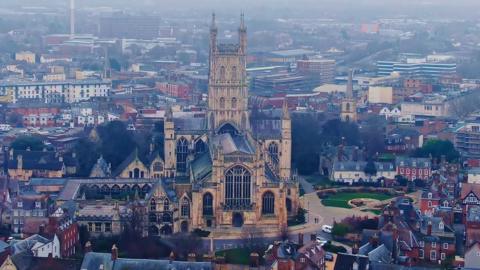 Aerial view of Gloucester city centre