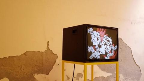 A TV, part of an art installation