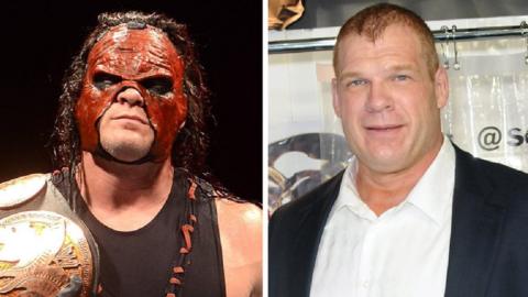 Glenn Jacobs in character (leff) and wearing a suit (right)
