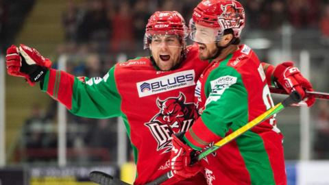 Cardiff Devils' Justin Crandall and Brodie Reid