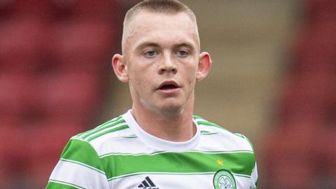 Ciaran Dickson pictured playing for Celtic B during an SPFL Trust Trophy match with Greenock Morton on 4 September 2021