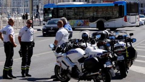 Police at scene of crash in Marseille