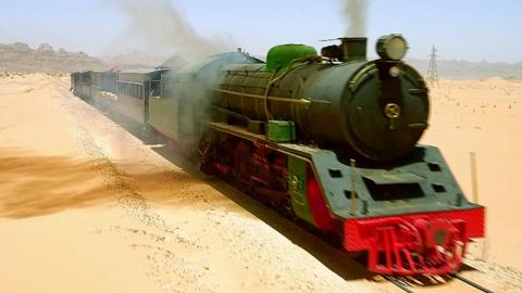 A steam engine on the Hejaz Railway