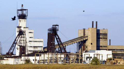 A general view of the Lenin coal mine in the town of Shakhtinsk, in the Karaganda Region of central Kazakhstan.