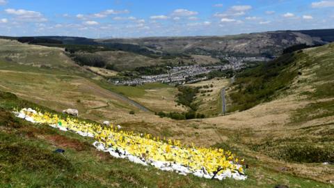 A hillside tribute to those who died of Covid in Rhondda Cynon Taf