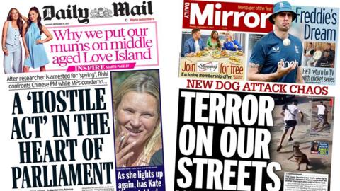 Daily Mail and Daily Mirror front pages