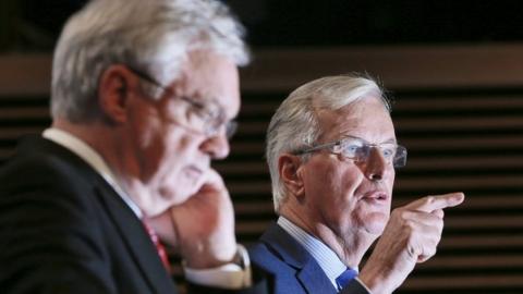 Michel Barnier and David Davis