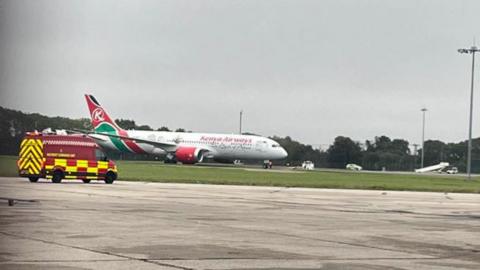 Kenya Airways plane, Stansted Airport