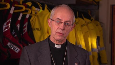 Justin Welby at Dover lifeboat station