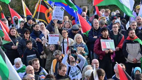 Protestors at the US Consulate in Belfast