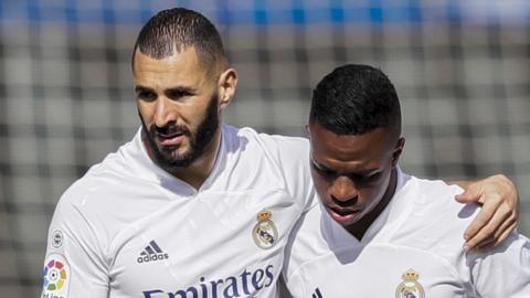 Real Madrid team-mates Karim Benzema and Vinicius Junior