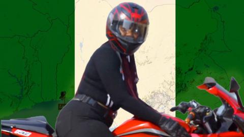 Fehintoluwa Okegbenie on a motorbike