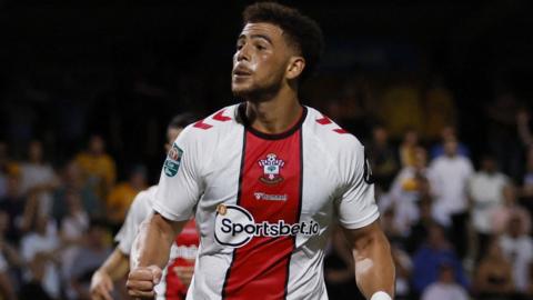 Che Adams celebrates after scoring for Southampton