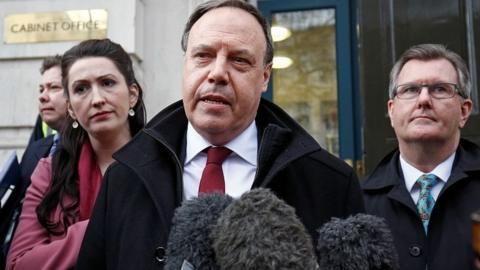 Nigel Dodds and other DUP MPs outside the Cabinet Office