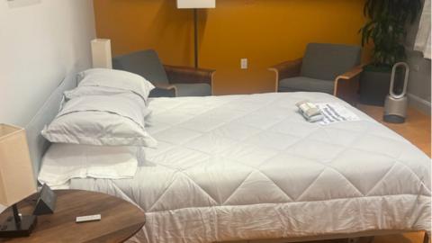 A conference room converted into a bedroom at Twitter's San Francisco HQ