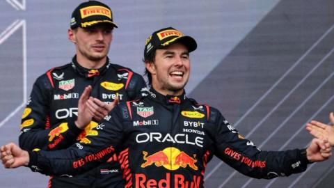 Sergio Perez and Max Verstappen