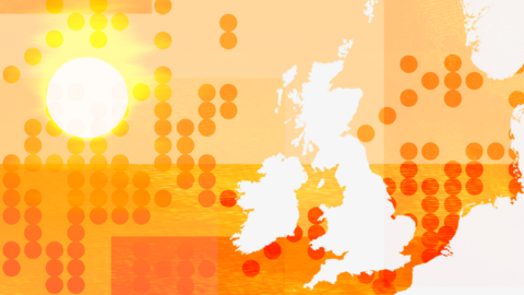 promotional image of UK map indicating number of temperature records broken over summer