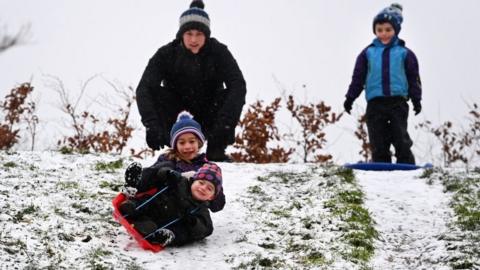 People playing in the snow