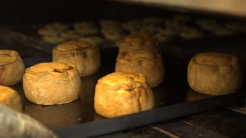 Pork pies coming out the oven