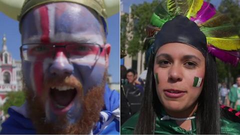 Iceland and Mexico fans